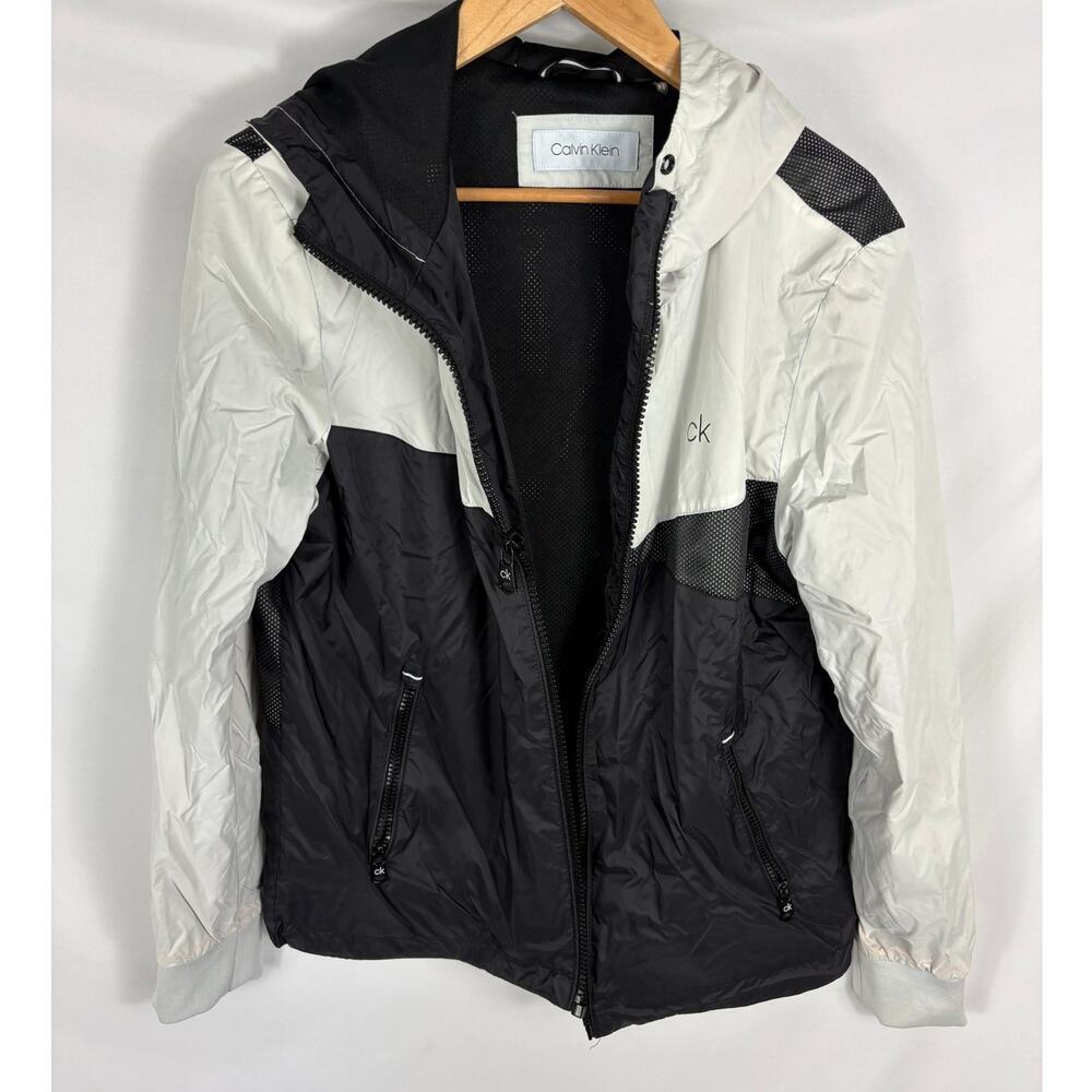 Calvin Klein Black White Windbreaker Jacket Size Medium